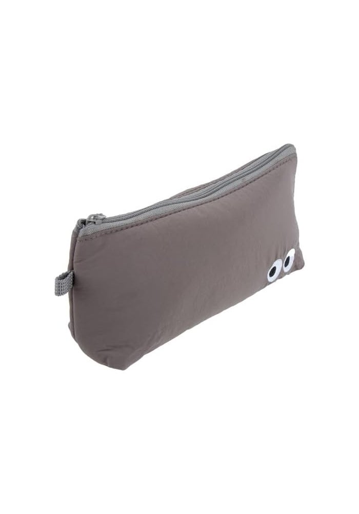 Daiso Gray Gusset Pouch with Big Eyes Design | Cute Zip Storage Bag for Kids Essentials & Accessories - Image 3